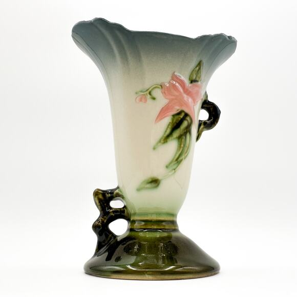 Hull Pottery Woodland Vase | Blue and Green Floral High Gloss ~8" | Vtg 1950s - Picture 12 of 13